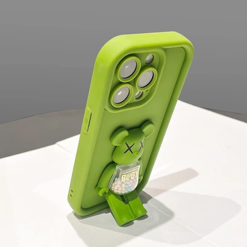 Ốp Lưng Ip TPu viền thang hồng neon - xanh neon có kaws xoay nhám dành cho ip - TENCASESHOP