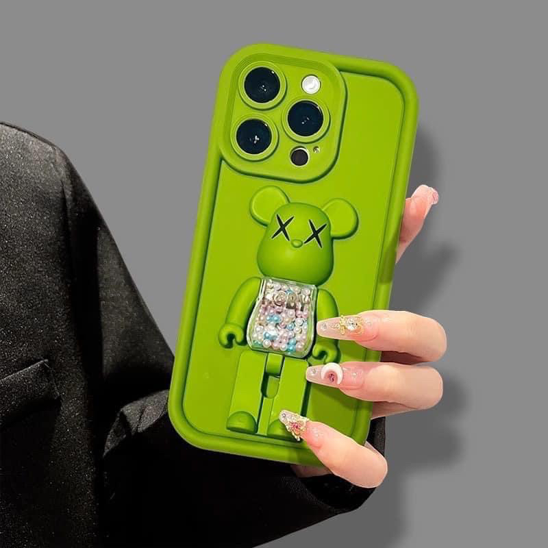 Ốp Lưng Ip TPu viền thang hồng neon - xanh neon có kaws xoay nhám dành cho ip - TENCASESHOP