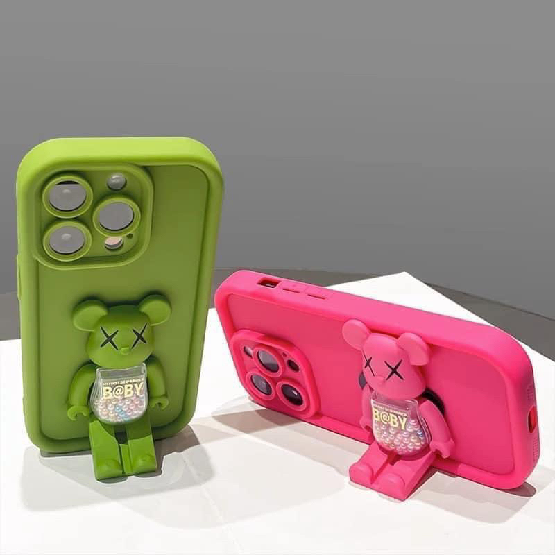 Ốp Lưng Ip TPu viền thang hồng neon - xanh neon có kaws xoay nhám dành cho ip - TENCASESHOP