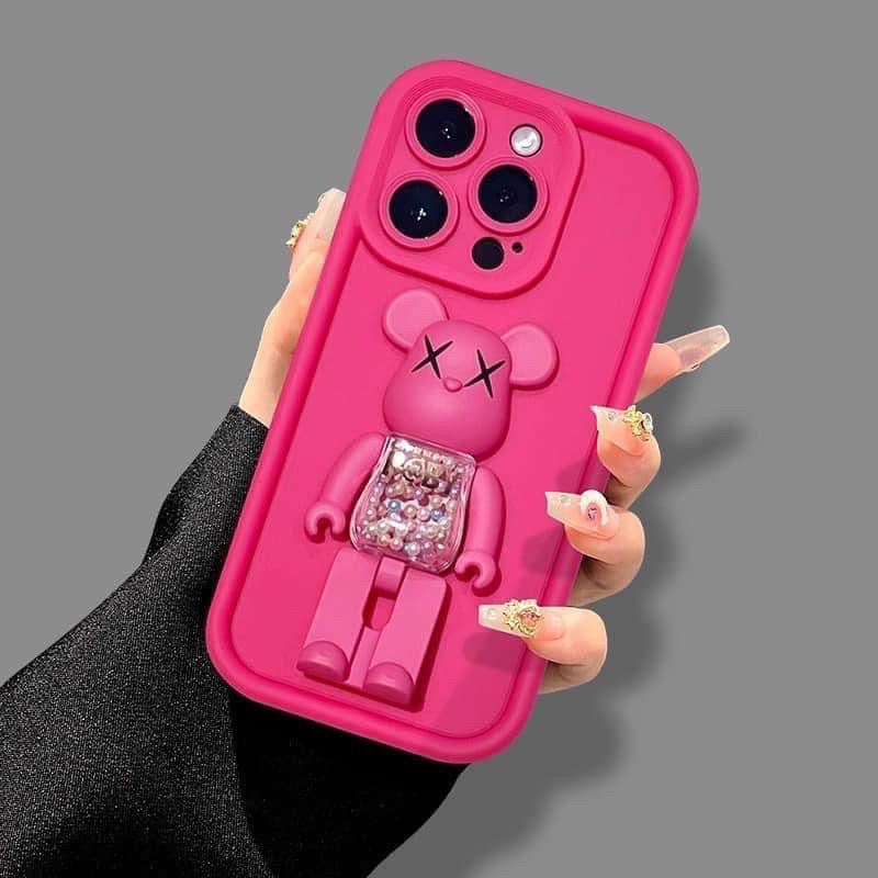 Ốp Lưng Ip TPu viền thang hồng neon - xanh neon có kaws xoay nhám dành cho ip - TENCASESHOP