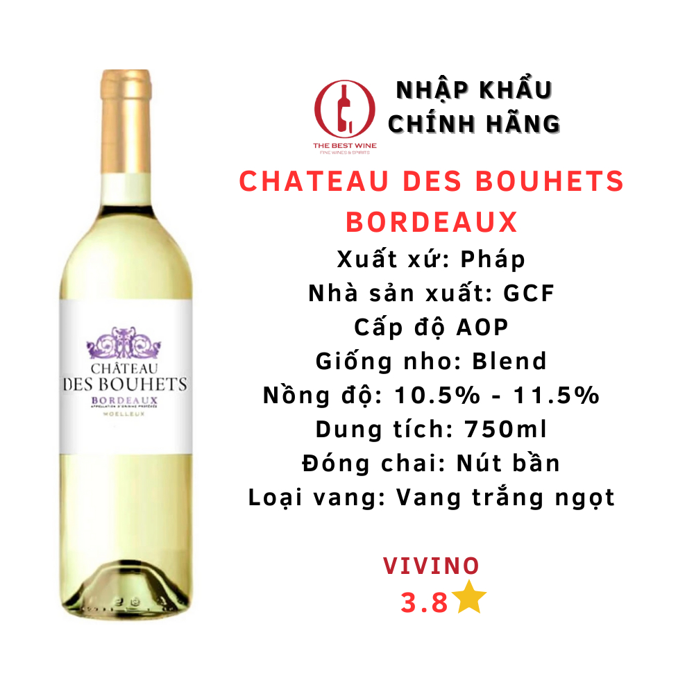 Rượu Vang Ngọt Pháp Chateau Des Bouhets - Rượu Vang Nhập Khẩu - TheBestWine