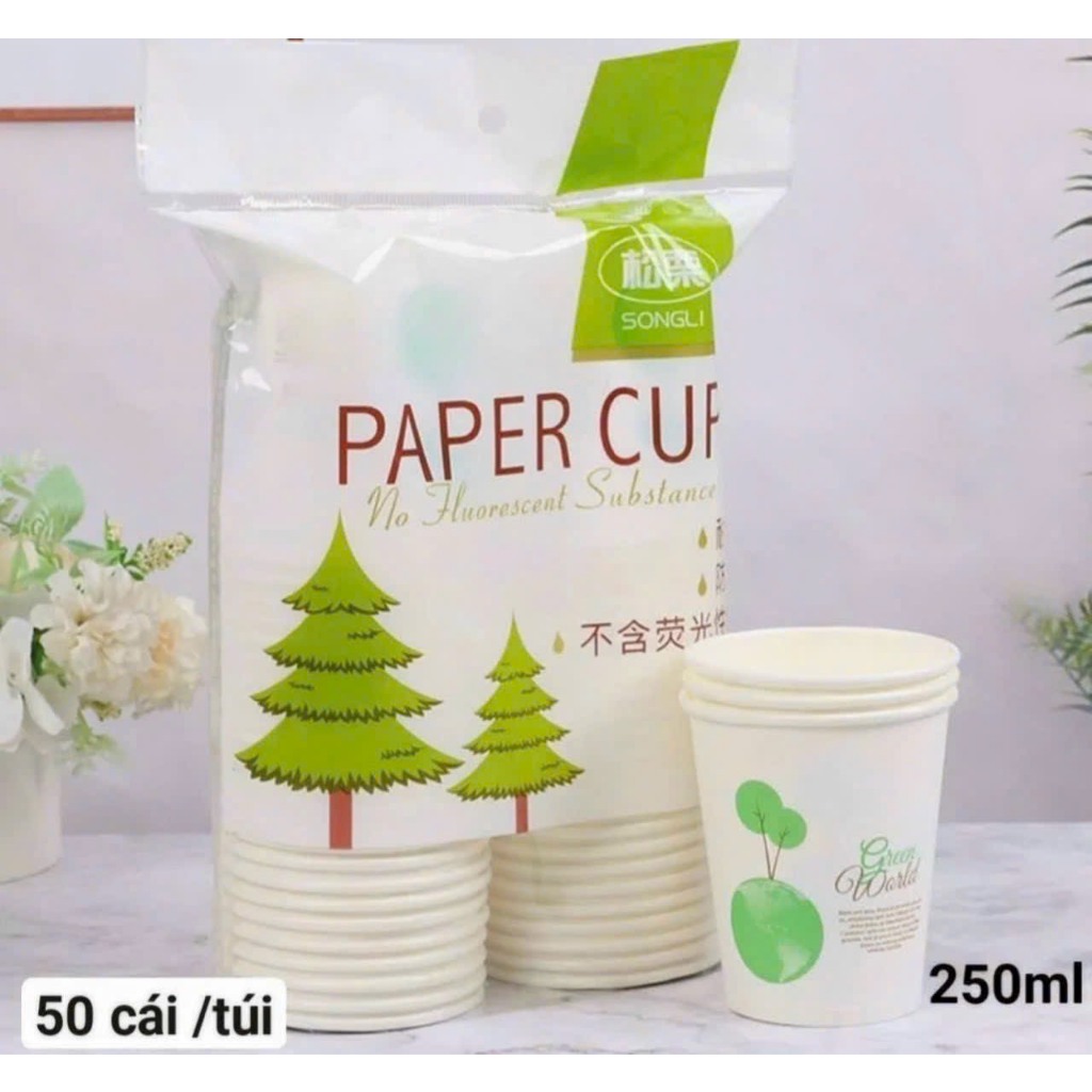 Set 50 cốc giấy dùng 1 lần (hàng dày dặn)