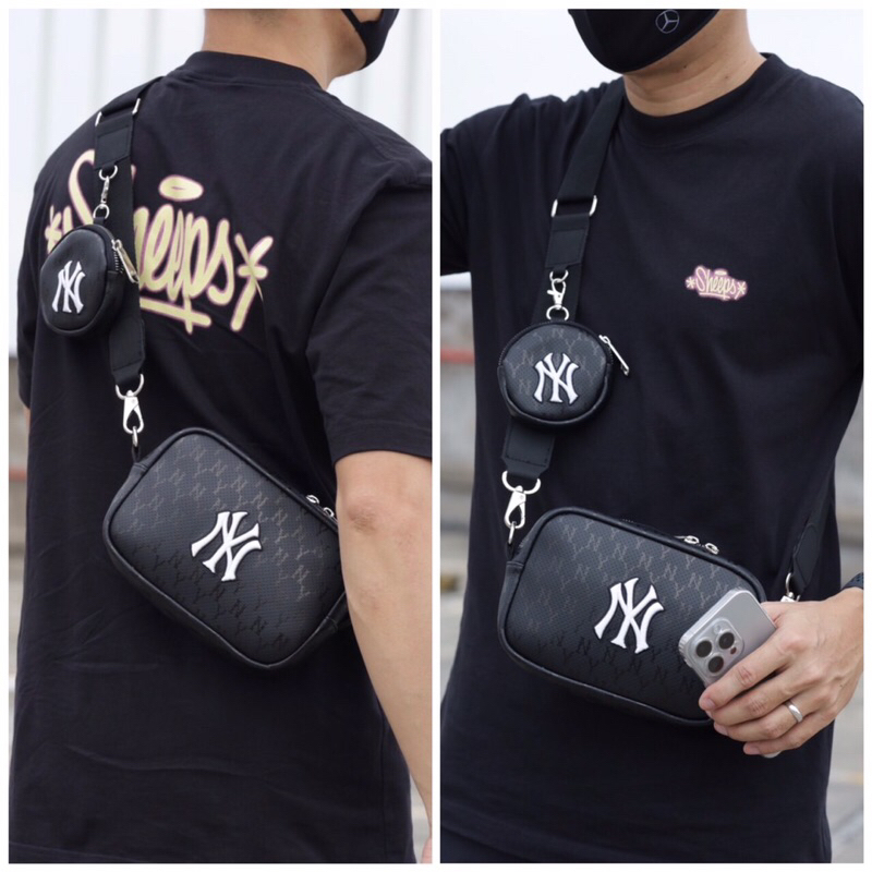 Túi đeo chéo MLB MONO LEATHER nam nữ unisex Logo thêu kèm túi nhỏ chất da si cao cấp dây đeo lớn chắc chắn BÁNH MÌ STORE