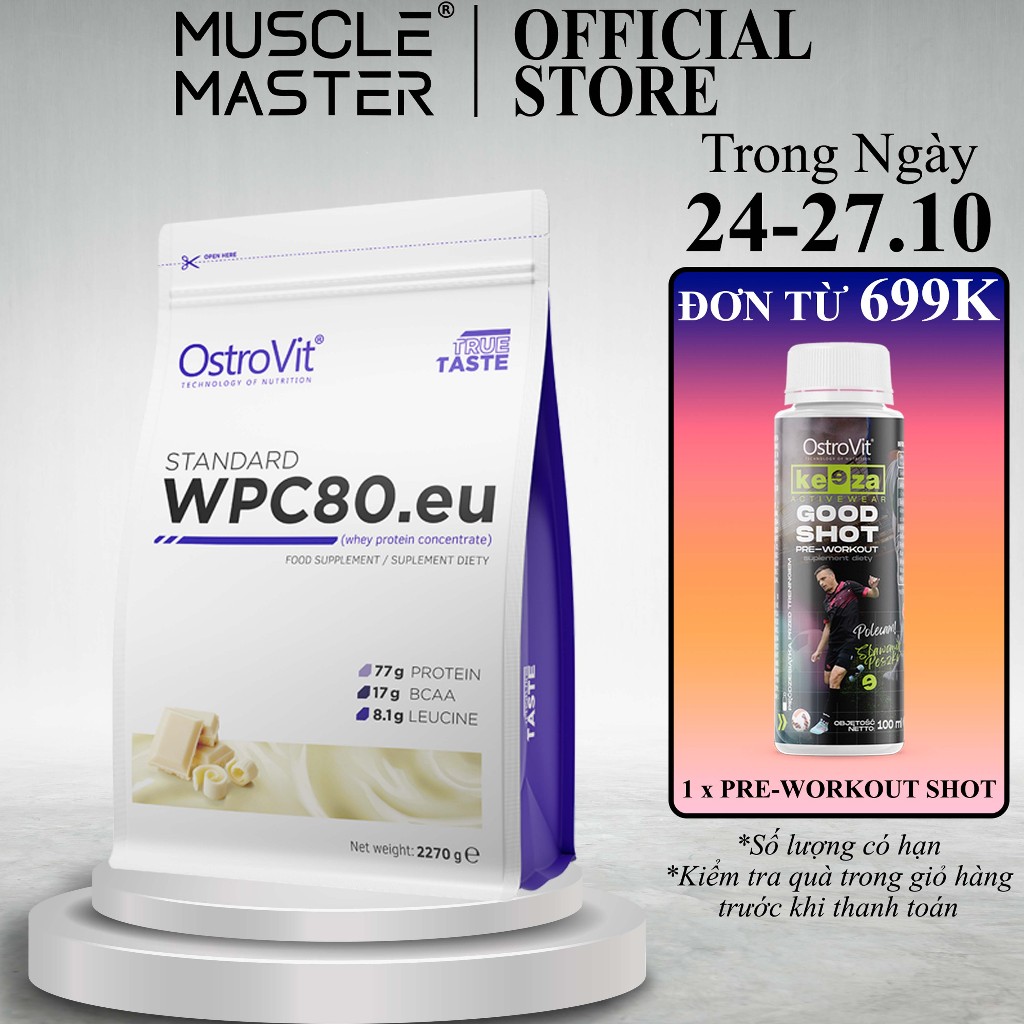 [TẶNG BÌNH] Thực Phẩm Bổ Sung Tăng Cơ Ostrovit WPC80.eu Whey Protein Concentrate 2.27kg