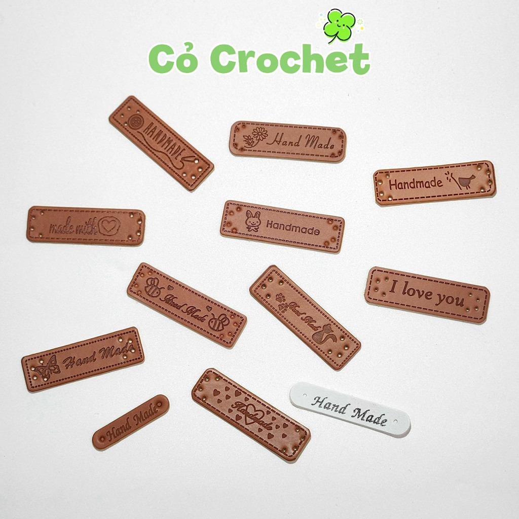 Tag da Handmade trang trí khăn quàng cổ, mũ len, túi ví