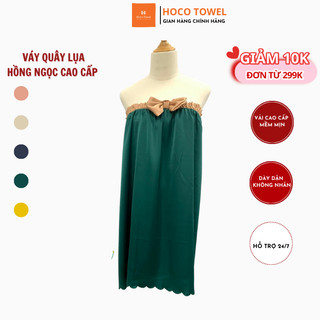 Váy quây lụa Hồng Ngọc cao cấp HOCO - trang phục Spa chất lụa cao cấp dùng cho Spa, Massage, phun xăm, gội đầu, làm body