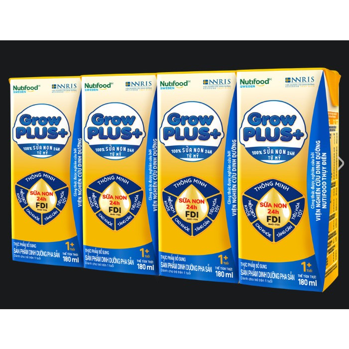 Thùng Sữa GrowPLUS+ Sữa non Vàng hộp 180ml/110ml