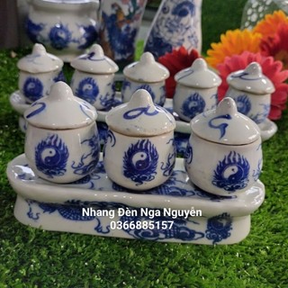 Bộ 3 ly,5 ly sứ rồng xanh thờ cúng