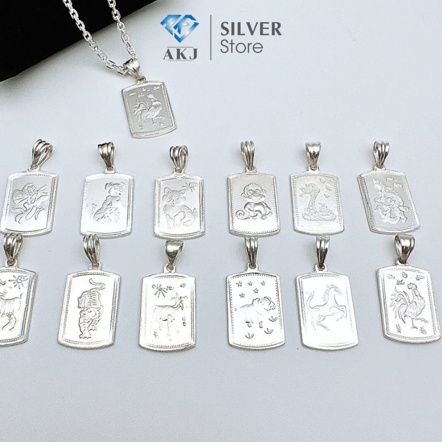 Mặt dây chuyền bạc ,Dây chuyền bạc cho bé, Mặt 12 con giáp bạc cho bé ,chất liệu bạc ta