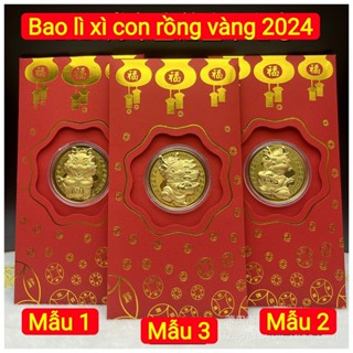 [TẾT 2024] Bao Lì Xì Mạ Vàng Con Rồng 2024 (3 mẫu của năm Giáp Thìn )