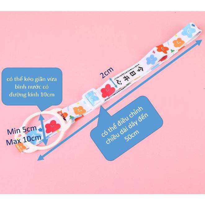 Dây đeo bình nước, dây đeo bình giữ nhiệt, đai cao su co giãn, dây vải điều chỉnh chiều dài, siêu chắc siêu bền