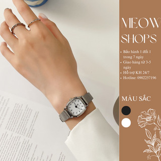 Đồng hồ đeo tay thời trang nữ cao cấp QUARTZ mặt ovan dây kim loại