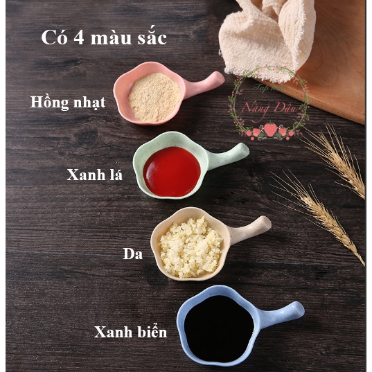 Đĩa đựng gia vị, nước chấm lúa mạch có tay cầm