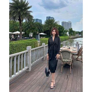 Đầm sơ mi lụa buộc vạt Mona - Aurore cloth