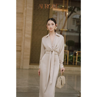 Đầm sơ mi lụa buộc vạt Mona - Aurore cloth