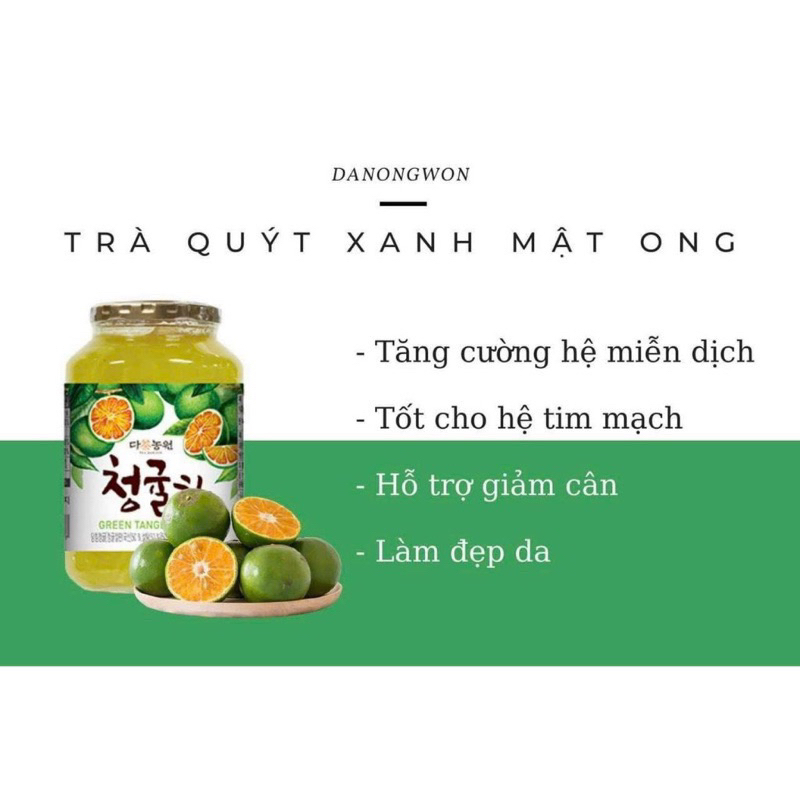 (𝗚𝗼̂́𝗰 𝟲𝟱𝟬𝗸) Trà thanh lọc cơ thể, thải mỡ, giảm cân toàn diện Quýt Xanh Green Tangerine Tea Hàn Quốc DANONGWON (1kg)