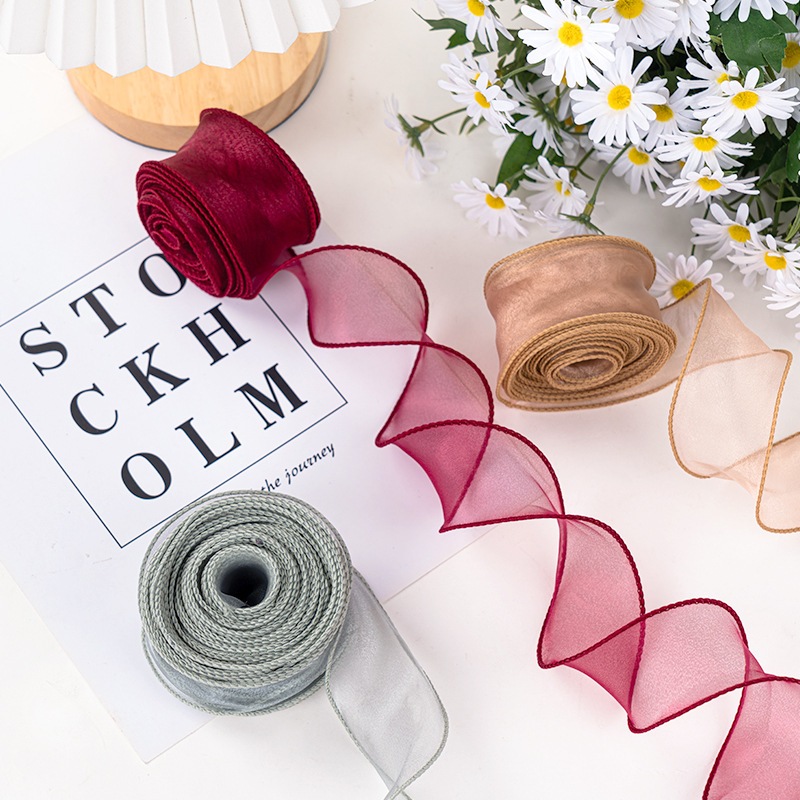 Cuộn ruy băng voan sóng KHÔNG LÕI 4cm dài 9m trang trí bó hoa, hôp quà