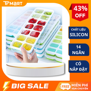 Khay làm đá silicon 14 ngăn, Khay làm đá viên có nắp