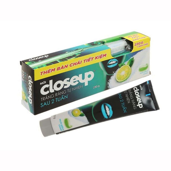 Kem đánh răng Closeup muối biển và chanh 230g - Tặng kèm bàn chải