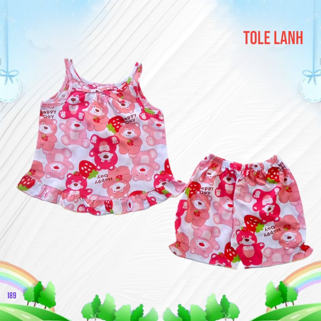 |Được lựa mẫu||Từ 4 - 10 kí|Bé gái quần ngắn áo dây nhỏ chất lanh tole 2 da, thấm hút mồ hôi, mềm, mịn