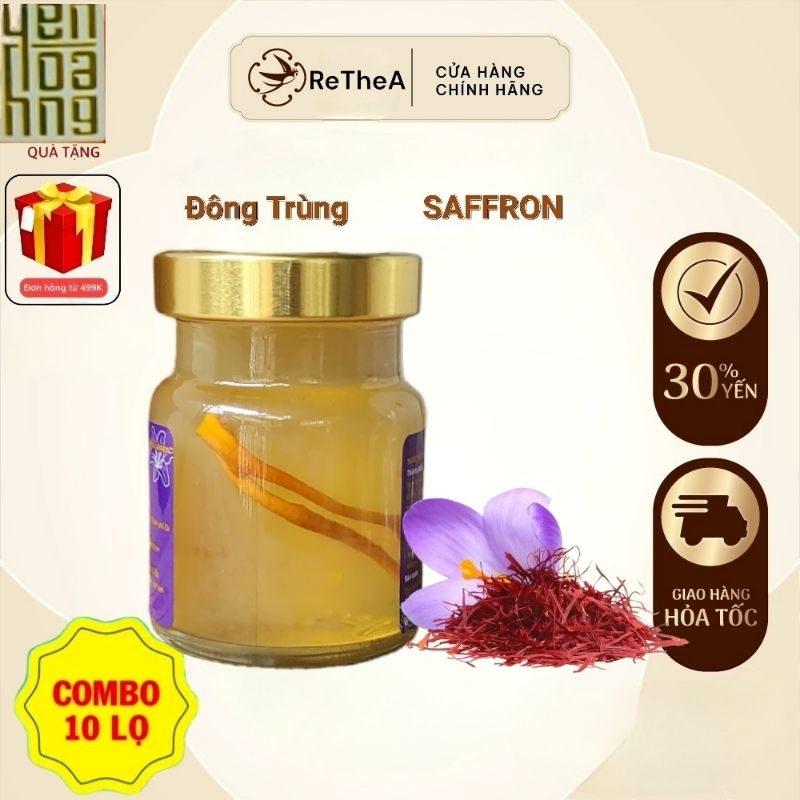[Combo 10] Yến sào đông trùng nhụy hoa nghệ tây Saffron 30% yến, tăng cường sức đề kháng, phục hồi sức khỏe nhanh chóng