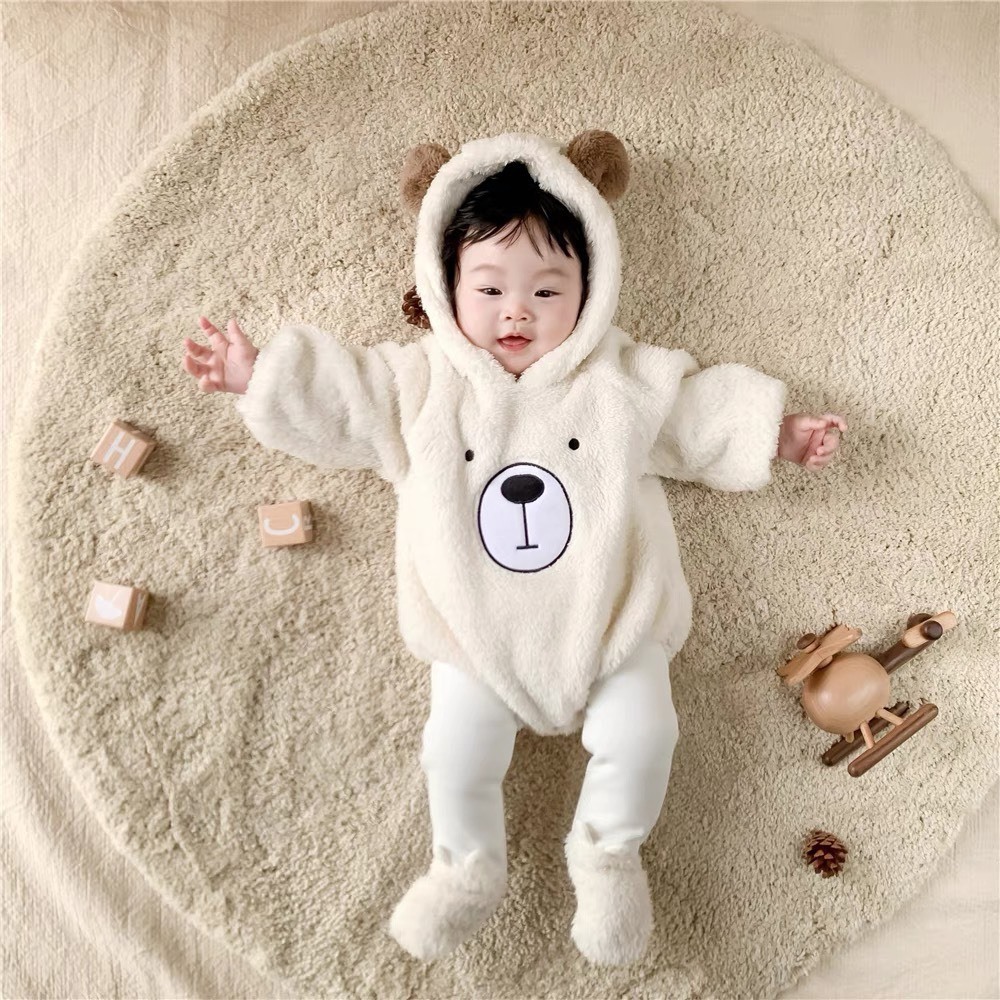 Body cho bé gái , sét body lông 2 mặt kèm quần tất đáng yêu cho bé gái