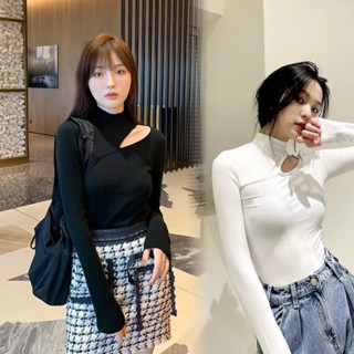  Áo len tăm cổ cao khoét vai HOTGIRL chất co giãn - CT55 