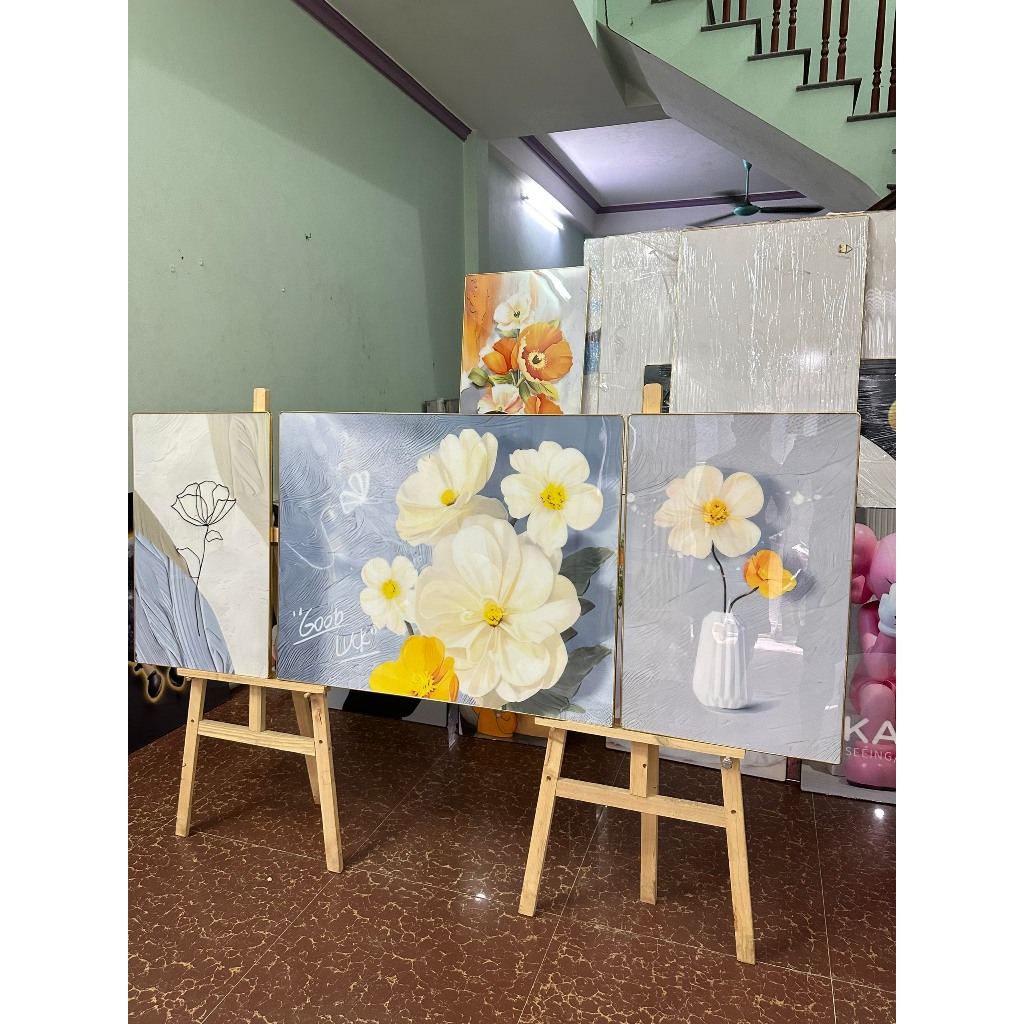Bộ 3 Tranh Treo Tường Hoa Lá Hoàng Hôn Hướng Dương Phòng Khách/ Ngủ/ Khách Sạn/ Quà Tặng khai trương SPA Decor Nhà Cửa