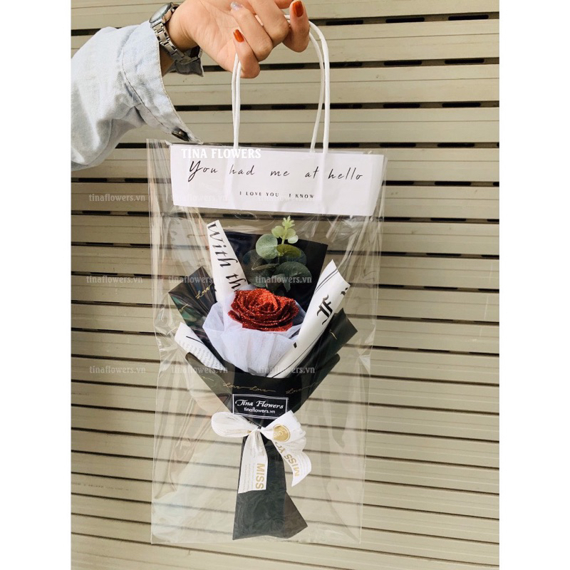 Túi Đựng Hoa tươi ,Hoa sáp trong suốt