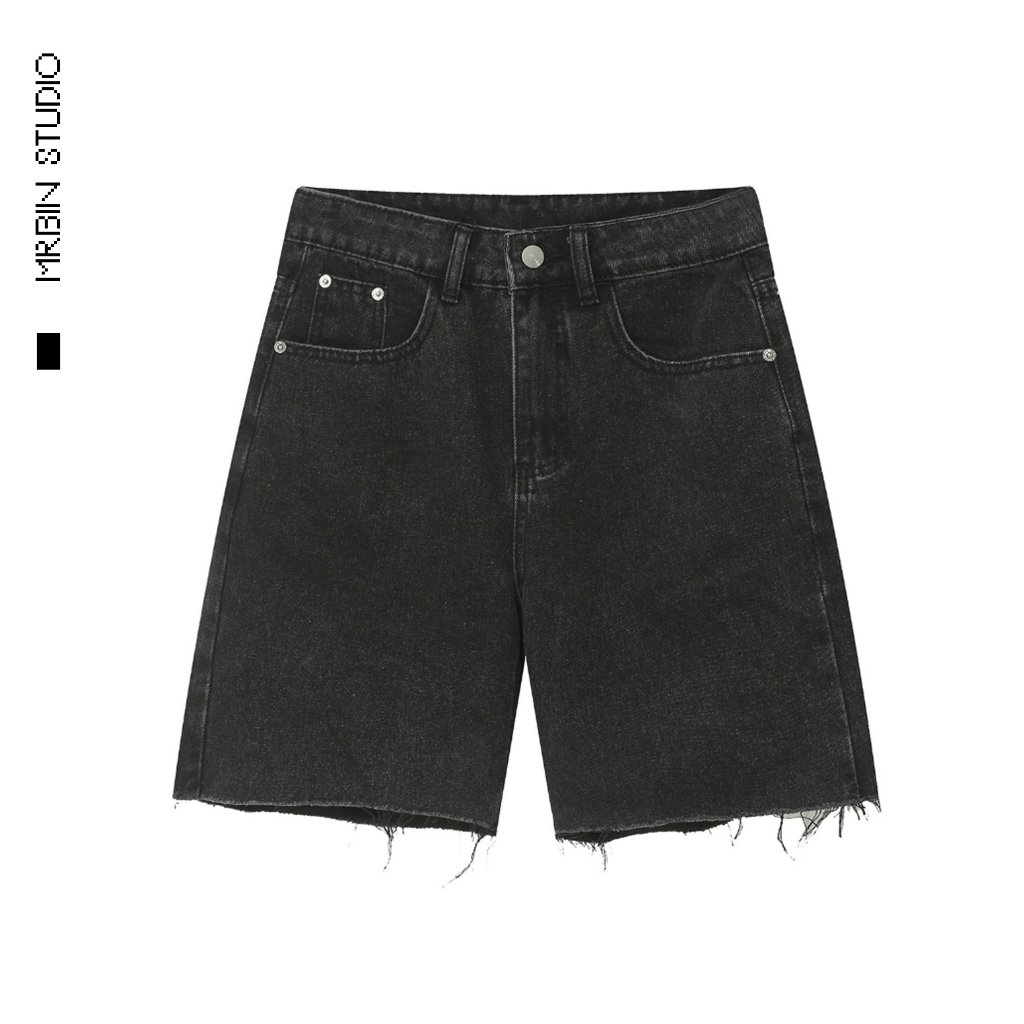 Quần Short Nam Basic Jeans Trơn Rách Lai [MrBin Studio]
