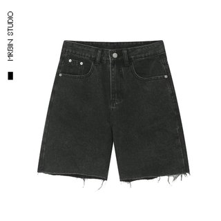 Quần Short Nam Basic Jeans Trơn Rách Lai