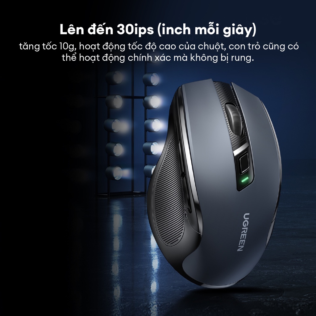 Chuột không dây 2.4G Ugreen 90545 MU006 Chế Độ Kép Chuột Ergonomic 4000 DPI | 6 Nút Tắt Tiếng | Bảo hành 18 tháng