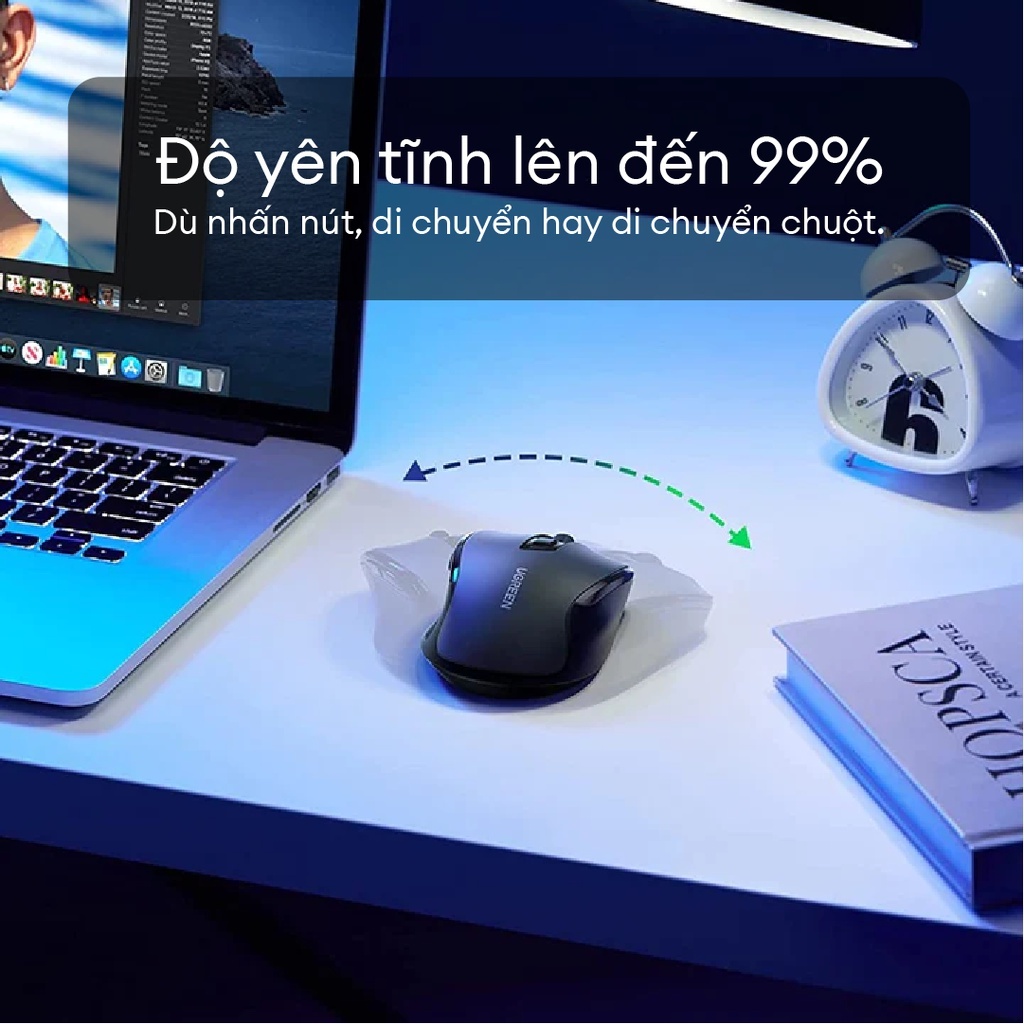 Chuột không dây 2.4G Ugreen 90545 MU006 Chế Độ Kép Chuột Ergonomic 4000 DPI | 6 Nút Tắt Tiếng | Bảo hành 18 tháng