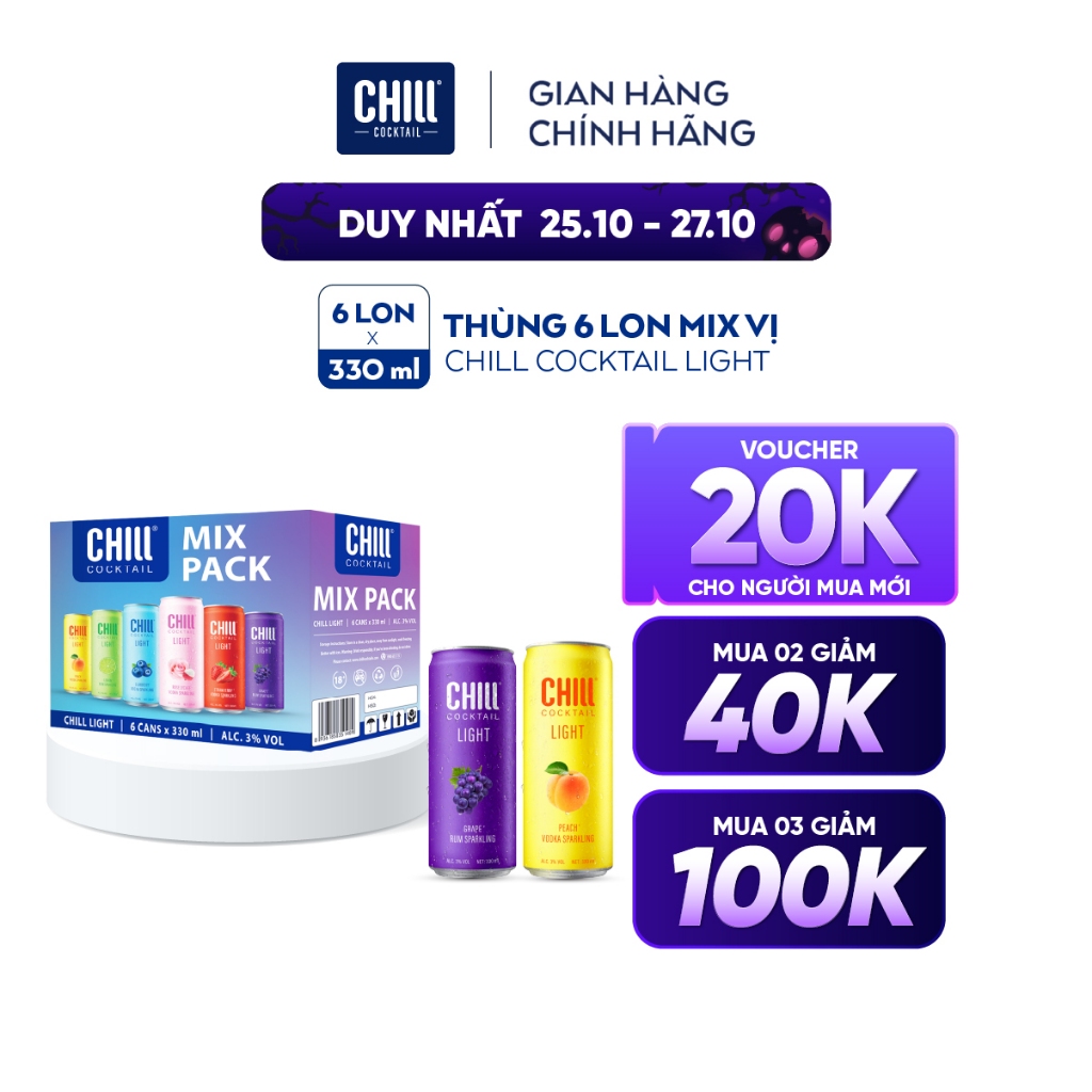 Thùng 6 lon Chill Cocktail (330ml/lon)