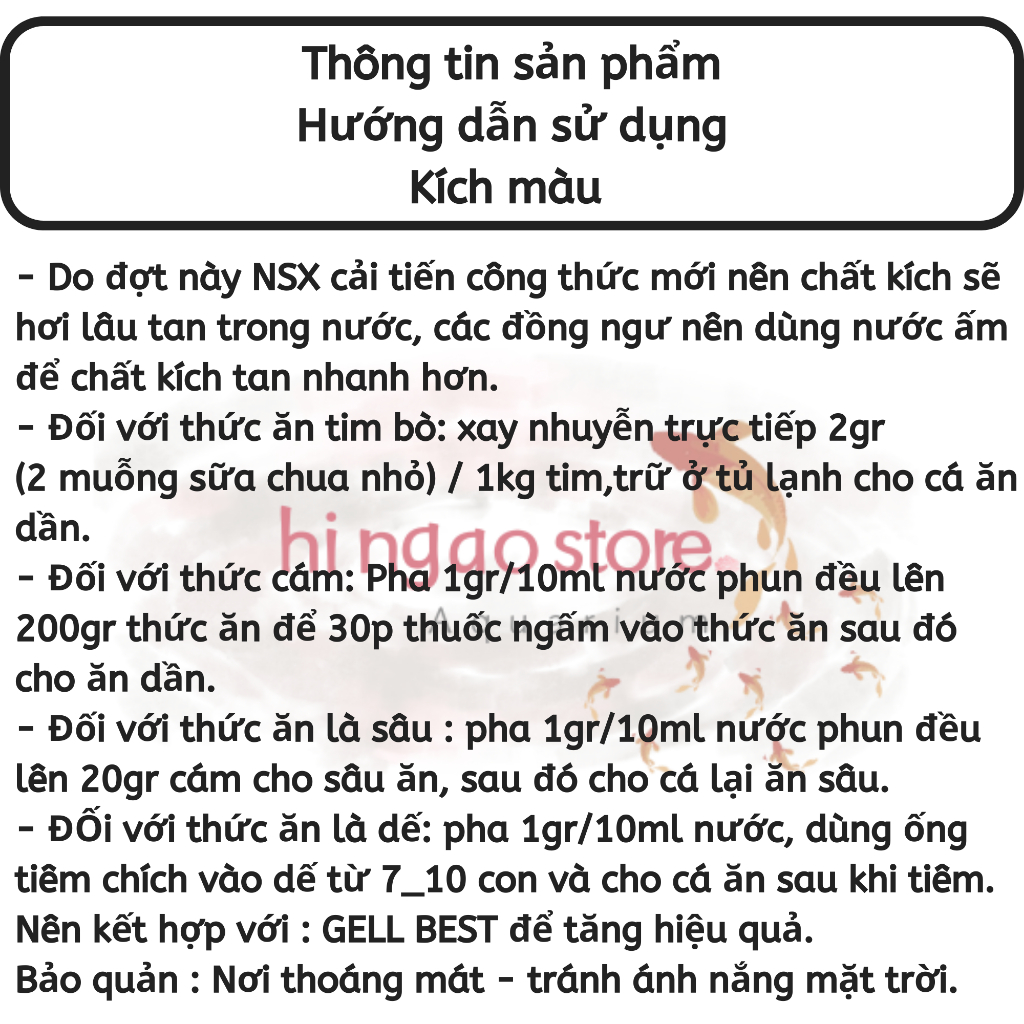Carophyll Pink kích màu đỏ, kích màu vàng cho các loại cá  | Hingaostore.