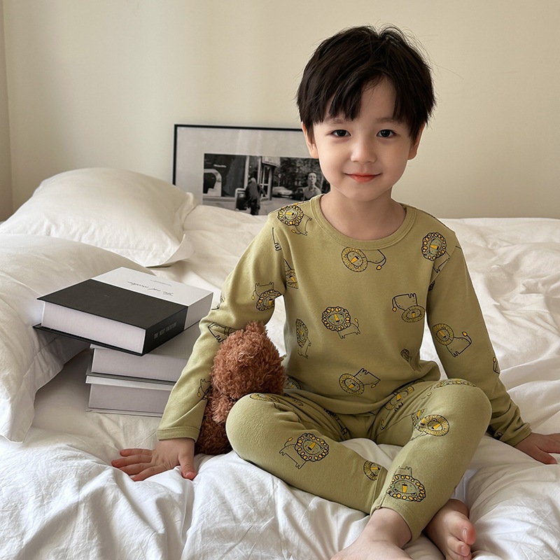 Bộ thu đông dài tay cho bé trai/ gái DMINT chất cotton co giãn thoải mái- Bộ ngủ trẻ em hãng Ambb Kids 1- 8 tuổi