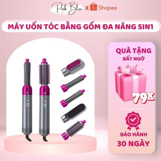 Máy uốn tóc mới 5 trong 1 pinkbliss , máy tạo kiểu tóc đa năng bằng gốm sử dụng gió không làm khô tóc chuẩn salon