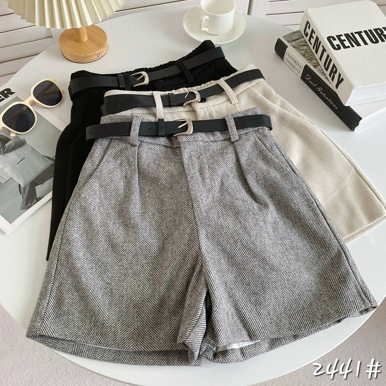 Quần Short Da Lộn Nữ Thắt Lưng Kiểu Dáng Lưng Thun Sau Thời Trang - Nhím Xù Shop