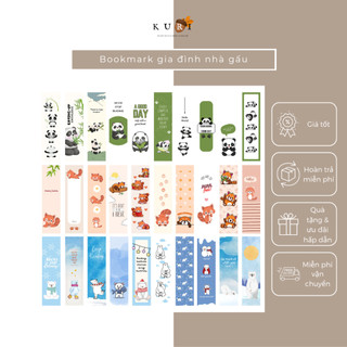 Bookmark bộ sưu tập gia đình nhà gấu trúc, gấu trúc đỏ, gấu trắng, illustrator, đánh dấu trang, bookmark kẹp sách