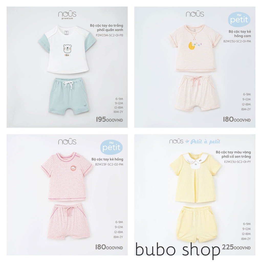 Bộ cộc tay các màu