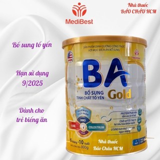 Sữa BA gold 800gr bổ sung tổ yến dành cho trẻ biếng ăn, chậm lớn.
