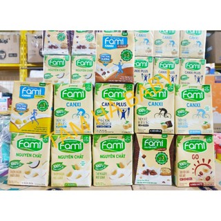 Hộp lẻ sữa Fami nguyên chất Fami canxi các vị hộp 200ml sữa dừa,đường đen,đậu đỏ,cà phê,socola,canxi plus,phô mai