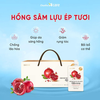 Hồng sâm- lựu ép tươi chunho ncare giúp đẹp da chống lão hóa dành cho nữ giới. hộp 30 gói