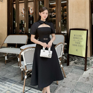 LAGOM - Đầm kiểu nữ dáng dài cổ sen kèm đai da (SCARLET DRESS)