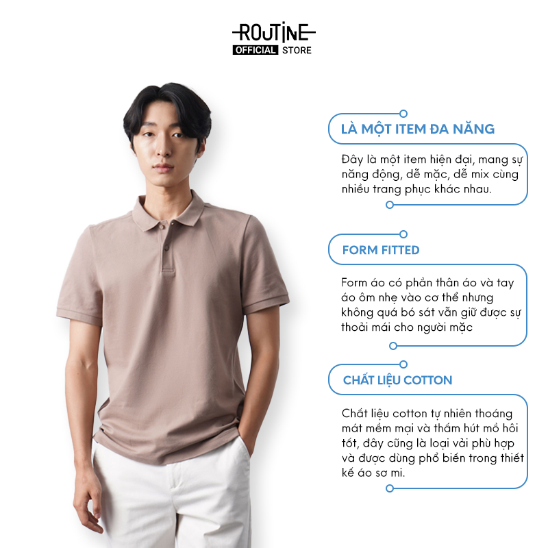 Áo Polo Nam Thêu Basic Form Fitted - Routine 10F21POL027C