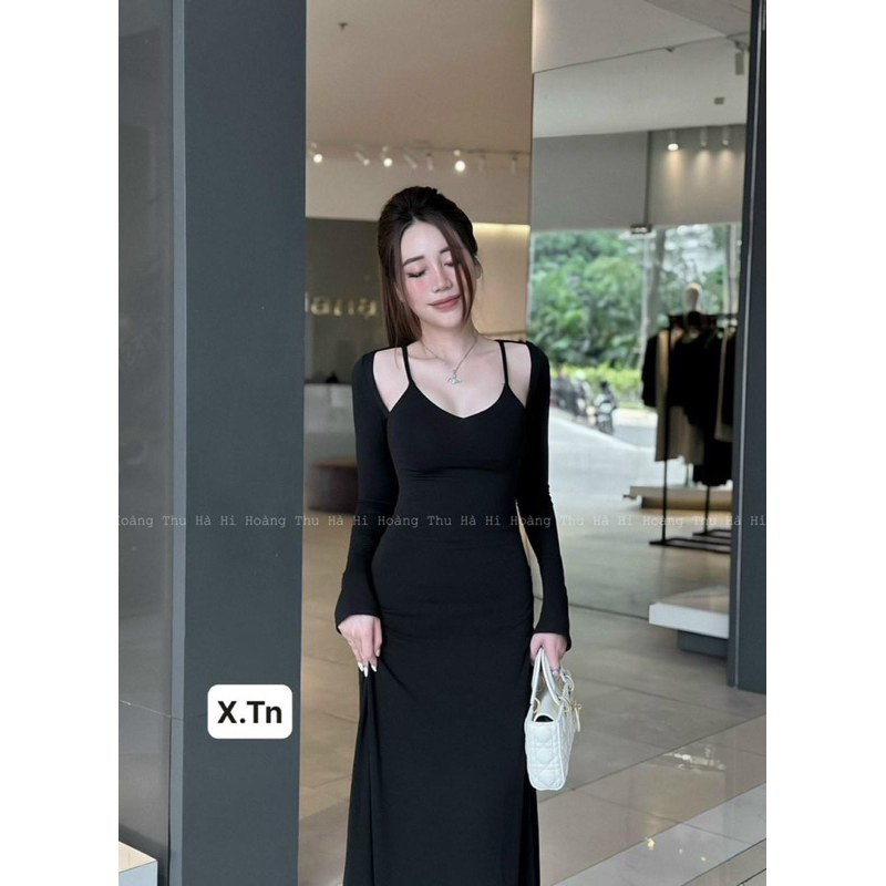 Đầm body dáng dài dây vai