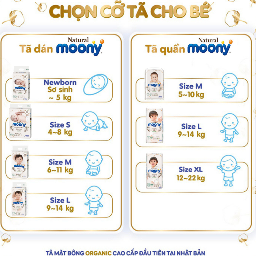 Moony - Bỉm tã quần Moony Natural - Trắng - BTQ147001