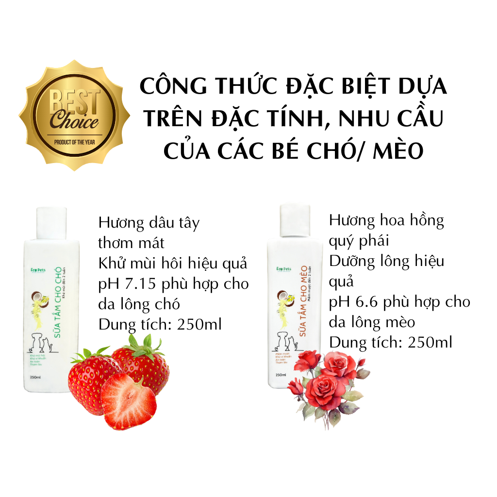 Sữa Tắm Cho Chó Mèo Ecopets 250ml - Khử Mùi Hôi Cho Chó Mèo Hiệu Quả