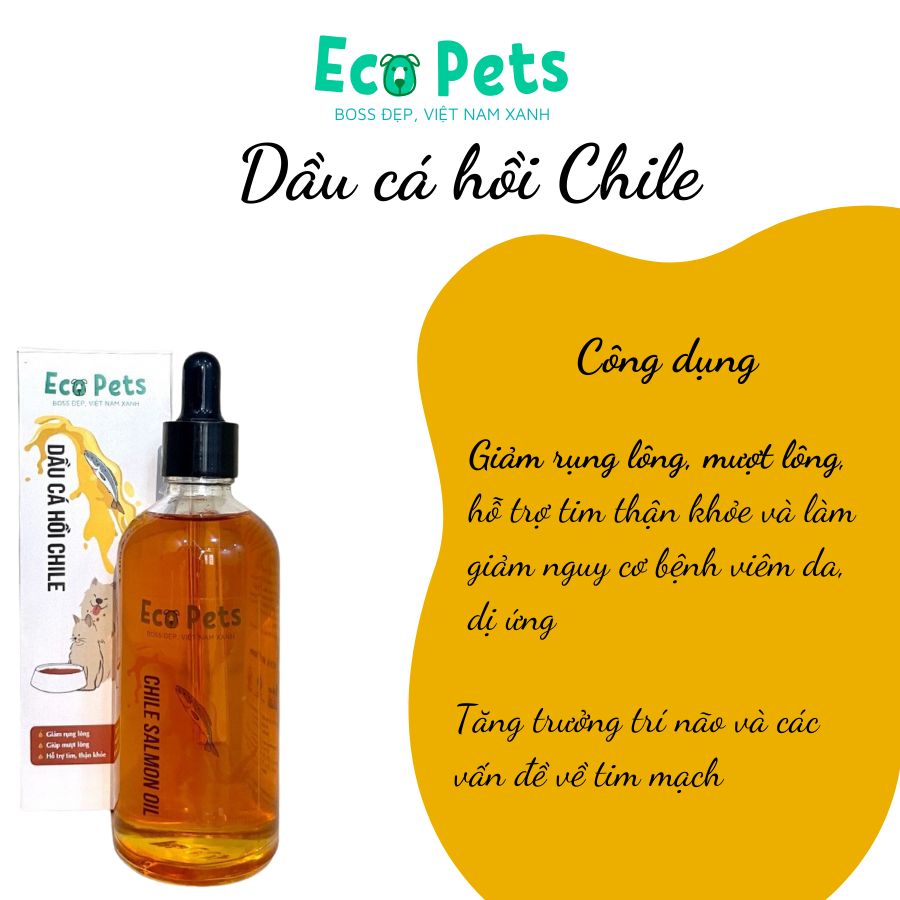 Dầu Cá Hồi Chile Ecopets 100ml – Bí Quyết Sức Khoẻ, Giảm Rụng Đẹp Lông Cho Chó Mèo