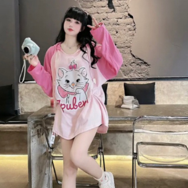 Áo phông mũ mèo hồng Freesz